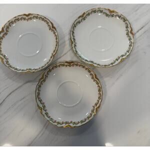 Haviland & Co Limoges Clover Leaf Schleiger #98 Saucers Set of 3 Mint Condition